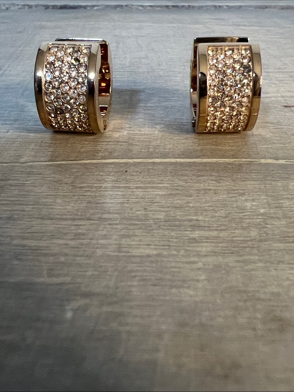 Michael Kors Gold Crystal Pavé Huggie Earrings